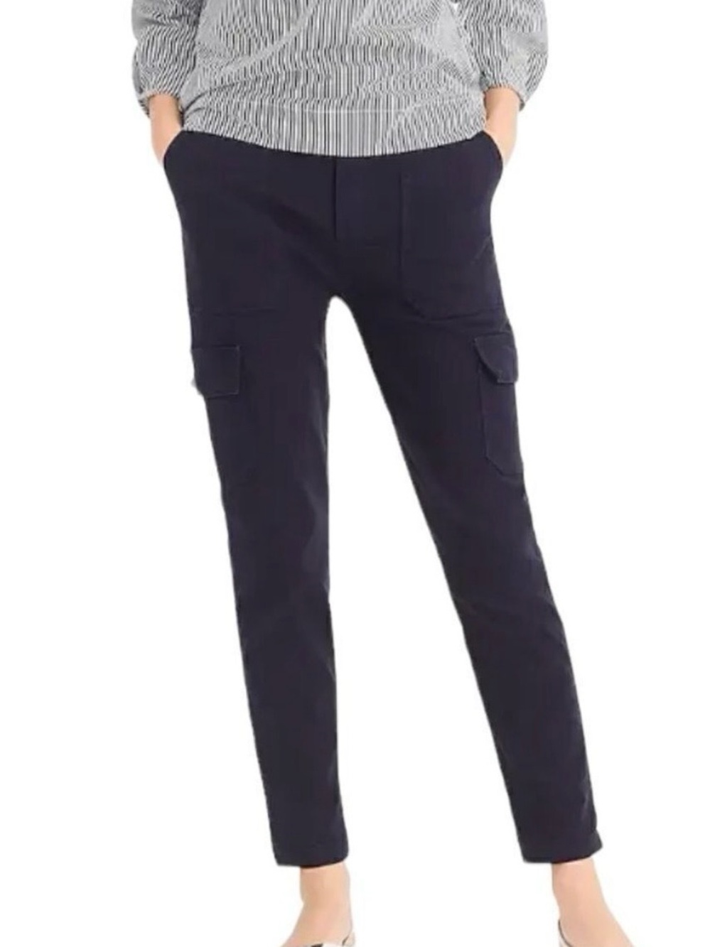 J. Crew navy blue straight leg cargo pants Size 27 Utility Casual Comfortable